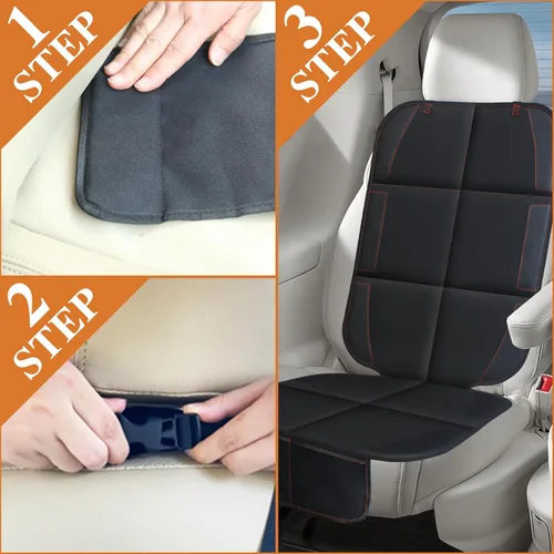 Miniatura 7 de Protector de asiento de automóvil con respaldo acolchado de goma antideslizante, acolchado impermeable más grueso para asientos infantiles, sin