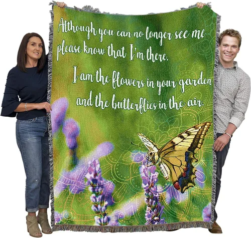 Miniatura 18 de Pure Country Weavers Manta con texto en inglés "I Am The Gentle Breeze Upon Your Face" con diseño de flores, para regalo de duelo y condolencia