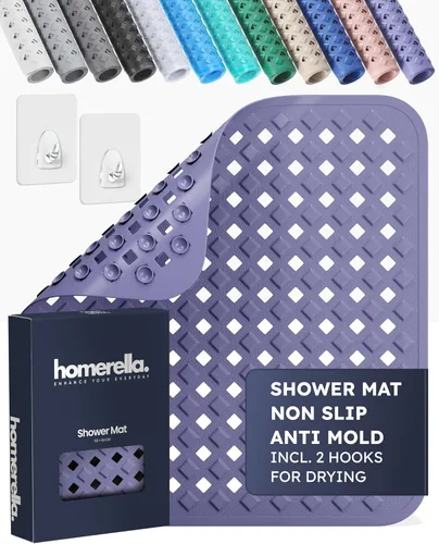 Miniatura 15 de homerella Tapete de ducha antideslizante antideslizante para cabina de ducha interior, tapete de ducha antideslizante cuadrado de 21 x 21 pulgadas