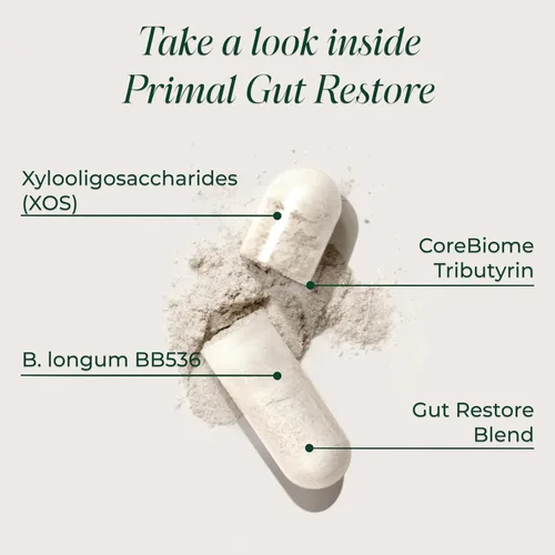 Miniatura 3 de Restore for Gut Health by Primal Harvest, Primal Gut Restore w/ POSTbiotics, PREbióticos y PRObióticos para mujeres y hombres, 60 CT - Digestión