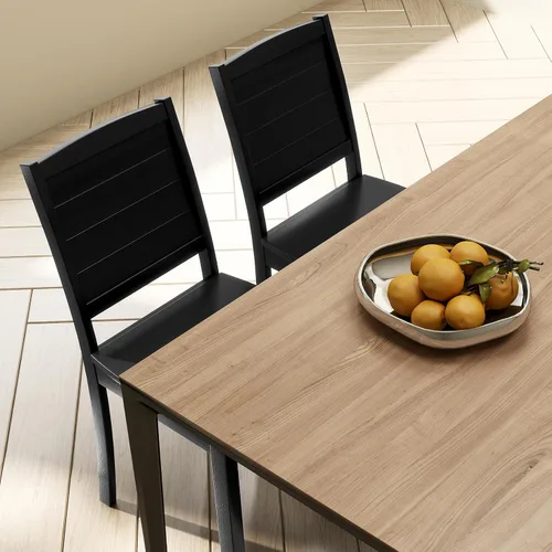Miniatura 7 de Giantex Juego de 4 sillas de comedor de madera, sillas de cocina modernas con patas de madera de goma, respaldo curvo, silla de comedor de granja