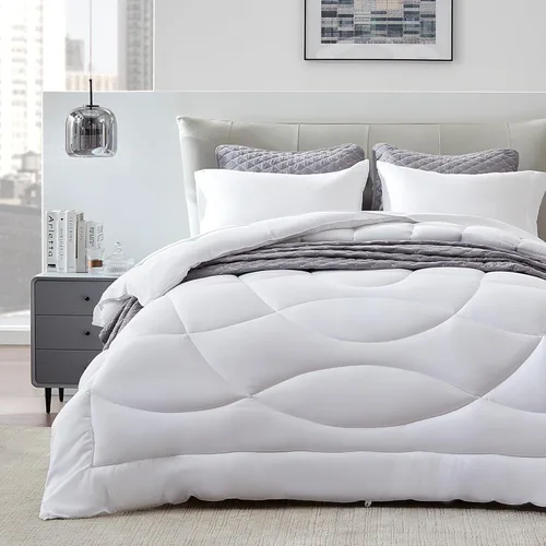 Miniatura 14 de SLEEP ZONE - Juego de edredón reversible y refrescante tamaño matrimonial, relleno alternativo suave, transpirable y cálido para todo el año, lado A