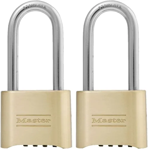 Master Lock Cerradura de combinación de latón, cerradura de portón para valla o cobertizo al aire libre, candado de combinación personalizable con