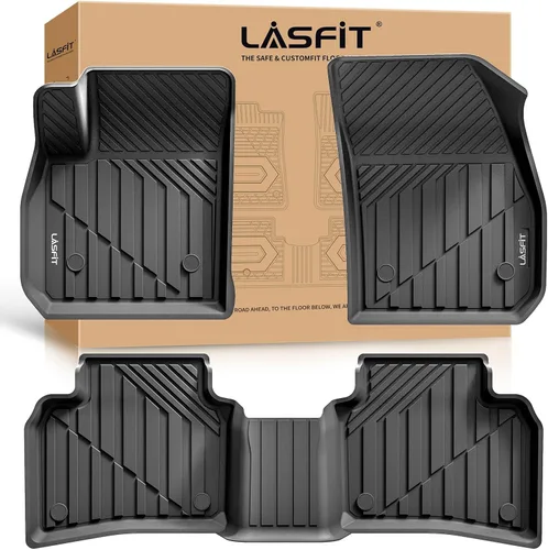 LASFIT Juego completo de tapetes de elastómero termoplástico para todo tipo de clima de ajuste personalizado para automóviles, de 1ª y 2ª fila, 3