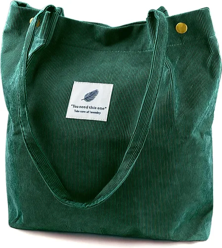 Ayieyill - Bolsa de pana para mujer y niña, con correa de lona para colgar al hombro, bolsa con bolsillo interior