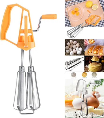 Miniatura 9 de Batidor giratorio de huevos, batidor manual de huevos, mezclador manual de acero inoxidable, batidor de mano con manivela con mango de plástico