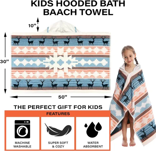Miniatura 5 de Toallas de baño para niños, toallas para niños y niñas con capucha para playa, baño, piscina, toallas de natación de 30 × 50 PULGADAS de gran Alce