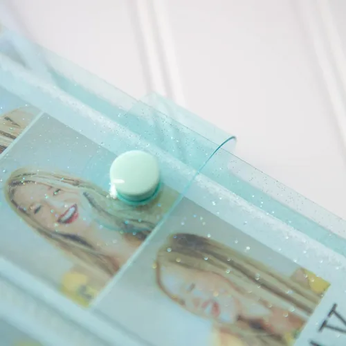 Miniatura 3 de Álbum de fotos de cabina de fotos - Cuaderno con purpurina de 6 anillas, carpeta brillante con 20 fundas para fotos de 2x6 - Se adapta a 80 tiras
