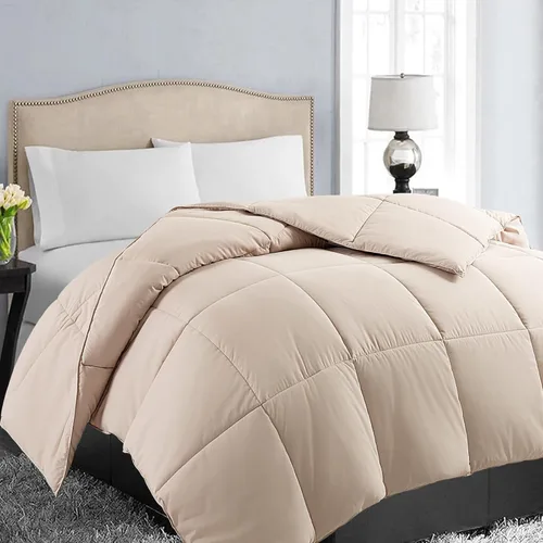 EASELAND Edredón de plumón alternativo tamaño Queen de gran tamaño, relleno de edredón acolchado para todas las estaciones, suave y ligero con Beige
