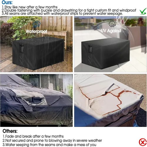 Miniatura 6 de Cubierta rectangular para hoguera, fundas rectangulares de 32 pulgadas, cubierta de mesa impermeable para fogata de gas, 32 x 20 x 16 pulgadas