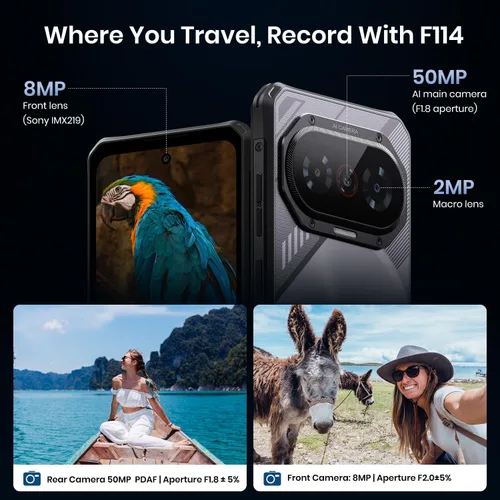 Miniatura 5 de FOSSIBOT Teléfono inteligente resistente F114 desbloqueado (2026), 28GB+256GB/2TB Android 15 Teléfono resistente, batería de 5000 mAh, cámara de 50