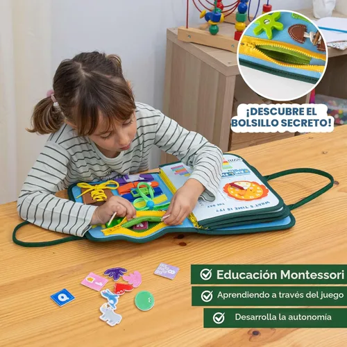 Miniatura 3 de BONNYCO Tablero Ocupado para Animales de 1 Año. Libro Ocupado Montessori para Niños Pequeños 1-3 2-4, Libro Silencioso de Fieltro para Bebé.