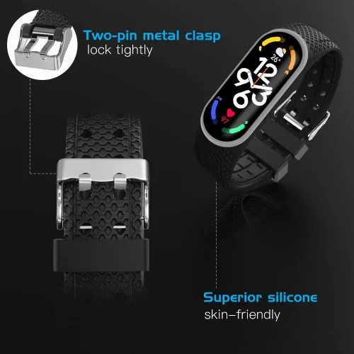Miniatura 3 de MoKo Paquete de 2 correas compatibles con Xiaomi Mi Band 7, pulsera deportiva de repuesto de silicona suave para mujeres y hombres