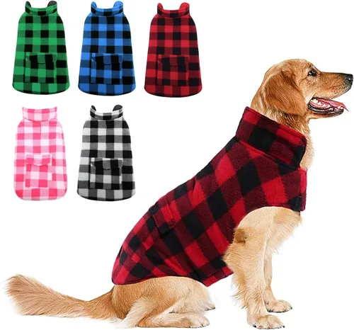 Miniatura 26 de ASENKU - Abrigo de invierno para perros, diseño a cuadros reversible, impermeable, para climas fríos, para perros pequeños, medianos y grandes Rojo