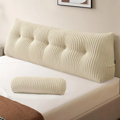 Miniatura 25 de Z-hom Almohada de cuña grande para cabecero, almohada triangular para cabecero tamaño king, almohada de lectura para cama con una almohada enrollada