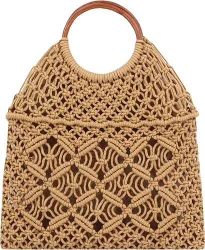 Naimo Bolso de hombro de playa de paja para mujer, bolso de mano grande, tejido a mano, bolso estilo hobo casual de verano