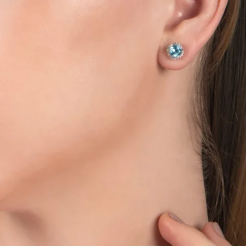 Miniatura 5 de Pendientes de oro blanco de 10 quilates con diamante