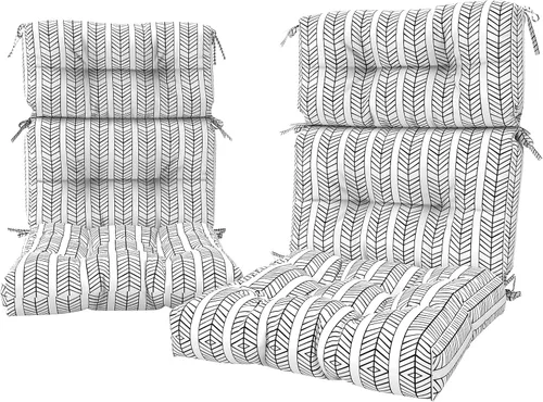 Miniatura 10 de LVTXIII Paquete de 2 cojines para sillas de respaldo alto para exteriores, 44 x 20 x 4 pulgadas, juego de cojines de patio al aire libre con lazos