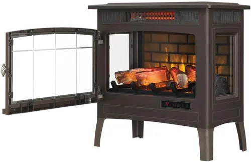 Miniatura 6 de Duraflame Estufa eléctrica independiente de chimenea con efecto de llama 3D para 1,000 pies cuadrados, color bronce