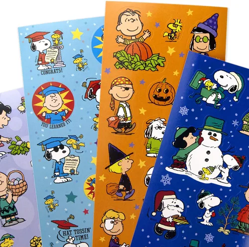 Miniatura 4 de Hallmark - Calcomanías de Peanuts para niños (paquete de 237 calcomanías, 12 hojas) para Pascua, regreso a la escuela, Halloween, festividades y más