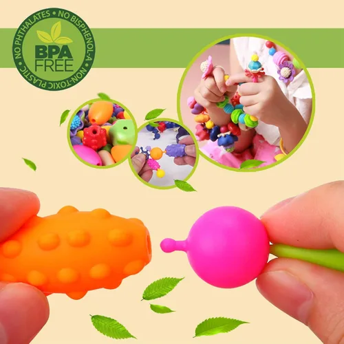 Miniatura 3 de BIRANCO. Pop Beads, juguete para hacer joyas, artes y manualidades para niñas de 3 a 8 años, juguetes de cuentas a presión con caja
