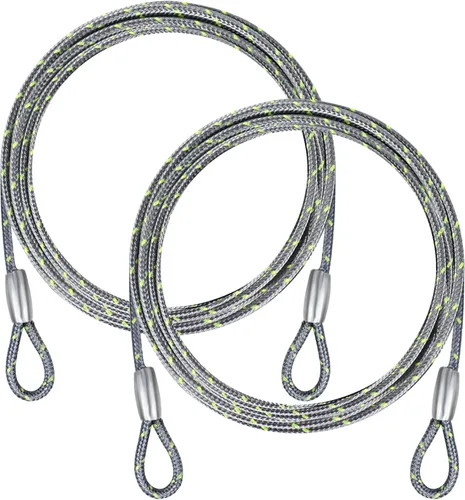 Miniatura 10 de Cable de acero de seguridad de 0.13 pulgadas, 4/6/10/15 pies de longitud, cable de bloqueo de bicicleta, cable de acero inoxidable con bucles