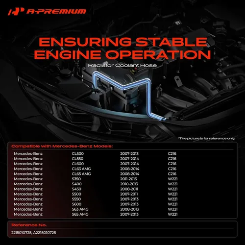 Miniatura 2 de A-Premium Tanque de expansión a manguera de refrigerante para radiador compatible con Mercedes-Benz CL500 CL600 2007-2014, CL63 AMG CL65 AMG