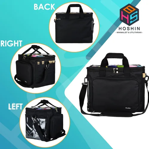 Miniatura 5 de Hoshin Bolsa de tejer para almacenamiento de hilos, organizador de bolsas de hilo de alta capacidad con divisor interior, portátil para llevar