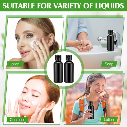 Miniatura 7 de Eccliy 100 Pack 2 oz Plastic Bottles Travel Lotion Bottle Squeeze Container Plastic Bottles with Caps Small Travel Empty Refillable Toiletry