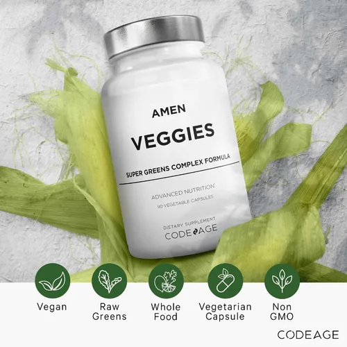 Miniatura 10 de Amen Veggies, Suplemento de vitaminas diarias de verduras, mezcla vegana de verduras y cápsulas multivitamínicas de verduras crudas integrales