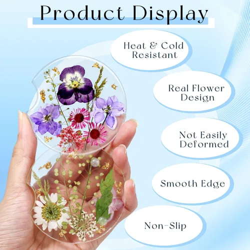 Miniatura 2 de Swooflia Portavasos para Portavasos de Coche con Flores para Mujeres - 2.75 Pulgadas Lindo Inserto de Resina Transparente para Portavasos de Bebidas