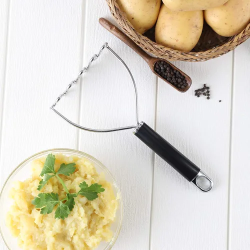 Miniatura 6 de Triturador de papas, gran herramienta de cocina de acero inoxidable resistente, triturador de alambre de metal profesional para frijoles, aguacate