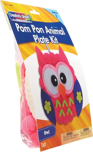 Miniatura 2 de Creativity Street Pom Pon Kit de Plato de Animal, Búho, 7" x 8" x 1", 1 Kit