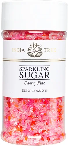 India Tree Azúcar espumoso rosa cereza, 3.5 onzas | Mezcla vibrante multicolor para hornear y decorar