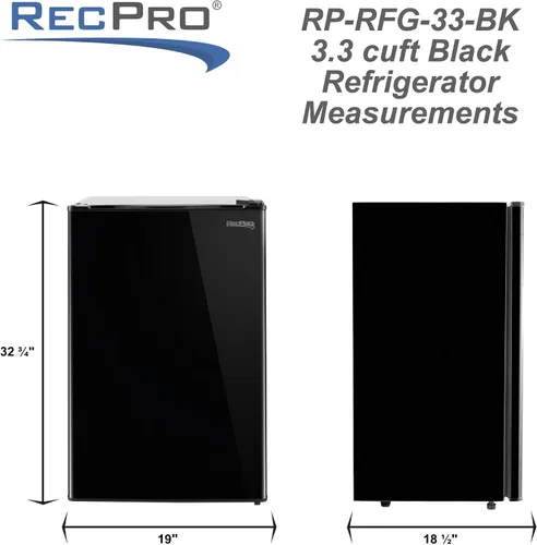 Miniatura 5 de RecPro Refrigerador RV de 3.3 pies cúbicos de 12 V Refrigerador negro con estantes ajustables, almacenamiento en puerta para 18 latas, puerta