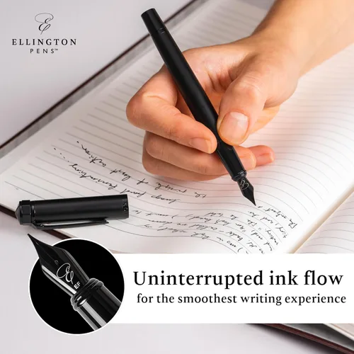 Miniatura 4 de Ellington Pens Juego de pluma estilográfica de lujo, punta fina y suave, incluye 3 cartuchos de tinta, convertidor de tinta recargable, caja de El