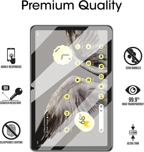 Miniatura 5 de amFilm Protector de pantalla de vidrio templado de 11 pulgadas diseñado para Google Pixel Tablet [cero burbujas] [dureza 9H] [antiarañazos]