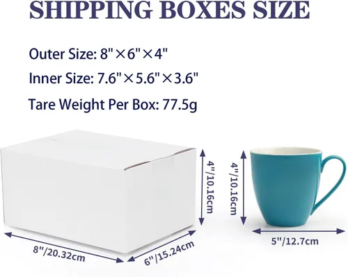 Miniatura 6 de Paquete de 40 cajas de envío pequeñas de 8x6x4 pulgadas, caja de correo de cartón corrugado blanca para envío, embalaje, negocios