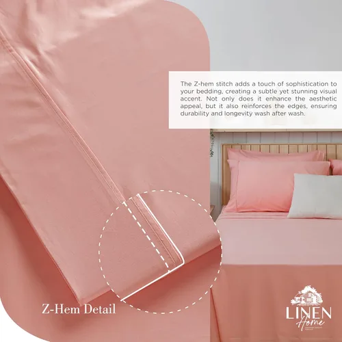 Miniatura 3 de Linen Home Juego de sábanas 100% de percal de algodón, fresco, ligero, sólido, California king, 4 piezas, 1 sábana encimera, 1 sábana ajustable, 14