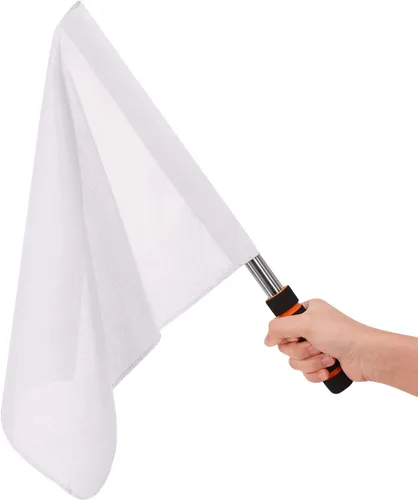 Miniatura 8 de Bandera de árbitro de acero inoxidable, bandera de mano de señal roja, mango de esponja, patrón de rendimiento de patrulla especial, bandera
