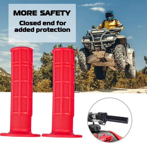 Miniatura 5 de 7/8'' ATV Grips Universal Handlebar Grips Soft Rubber Motorcycle Grip for ATV Polaris Thumb Throttle Kid Youth 4 Wheeler Quad 400ex Rojo