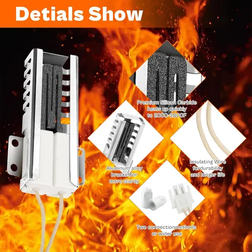 Miniatura 5 de Reemplazo del encendedor de horno WB13K21 para G-E (JGB, JGS, AGB, PGB910 Series) - Reemplazar WB13K0021, WB13T10045, WB13K10026-Fit