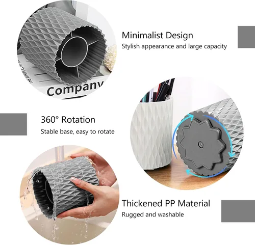 Miniatura 5 de Soporte para brochas de maquillaje, organizador de maquillaje giratorio de 360°, 5 ranuras para brochas de maquillaje, portavasos para decoración