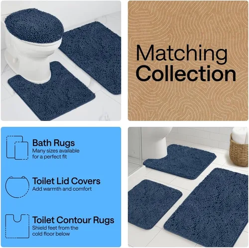 Miniatura 443 de Gorilla Grip - Tapete de baño de felpilla gruesa, suave y absorbente, secado rápido, de microfibra, con reverso de caucho, para piso de ducha, Nube