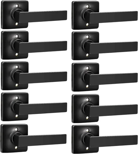 Miniatura 18 de GOBEKOR Paquete de 1 manija de paso, manijas de puerta negras para cerradura de puerta de armario, manija de puerta interior sin llave con cerradura