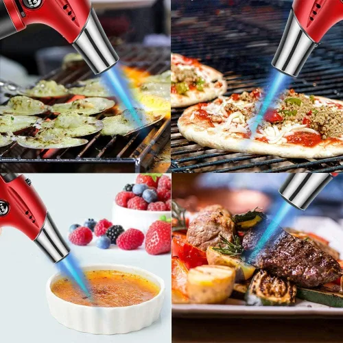 Miniatura 4 de Soplete de soplete, soplete de cocina de grado doméstico con candado, llama ajustable, recargable, mini soplete para barbacoa, hornear, crema