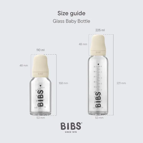Miniatura 3 de BIBS Biberón de cristal para bebé. Anti-cólico. Pezón redondo de látex de caucho natural. Soporta lactancia materna, juego completo - 3.7 fl oz, nube