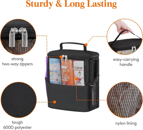 Miniatura 6 de Lifewit Bolsa Organizadora de Ducha de Malla Portátil Artículos Esenciales para Dormitorio Universitario Canasta Tote Organizadora para Baño