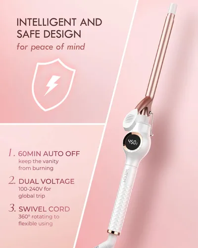 Miniatura 6 de WEEYUM Rizador Pequeño de 1/2 Pulgada, Varita Rizador de Barril Pequeño para Cabello Corto y Largo, Rizador Fino de Cerámica Turmalina Blanco