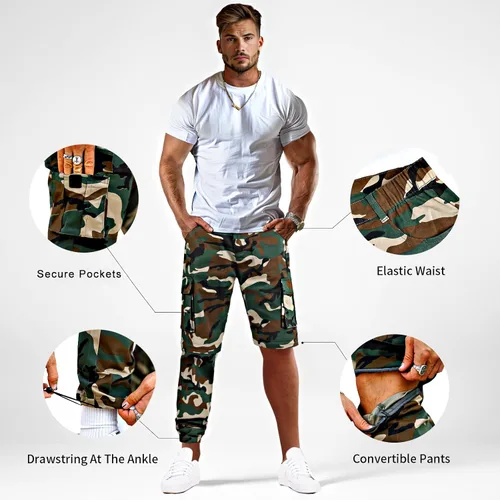 Miniatura 5 de Pantalones convertibles de senderismo al aire libre para hombre, pantalones deportivos de carga elásticos para hombre, pantalones tácticos de pesca